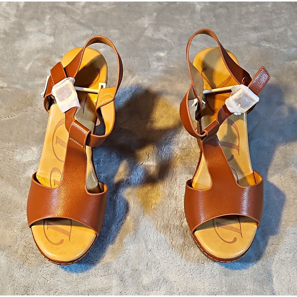 Dansko Tan Leather Strappy Wedge Ankle Strap Sandals Buckle Women's Size 8